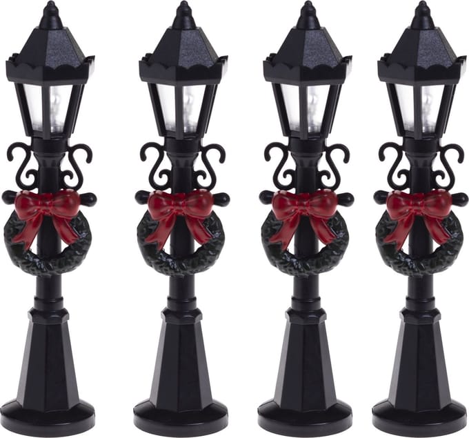 Feeric lights and christmas kerstdorp straatlantaarns - 4x st - H10 cm