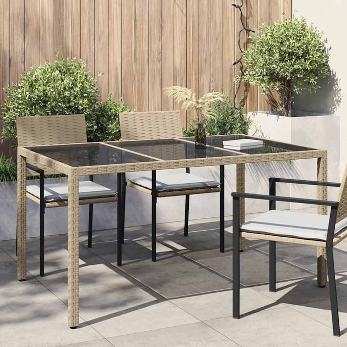 vidaXL - Tuin - Tafel - Beige - 150 - x - 90 - x - 75 - cm - poly - rattan