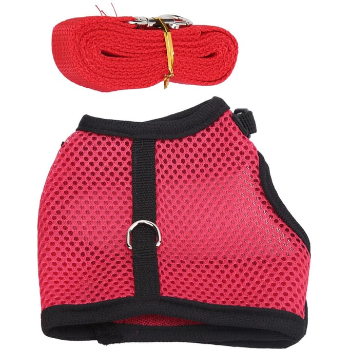 Harnais avec Harnais de Marche Réglable et Doux pour Lapins et Petits AnimauxM Rouge Rose