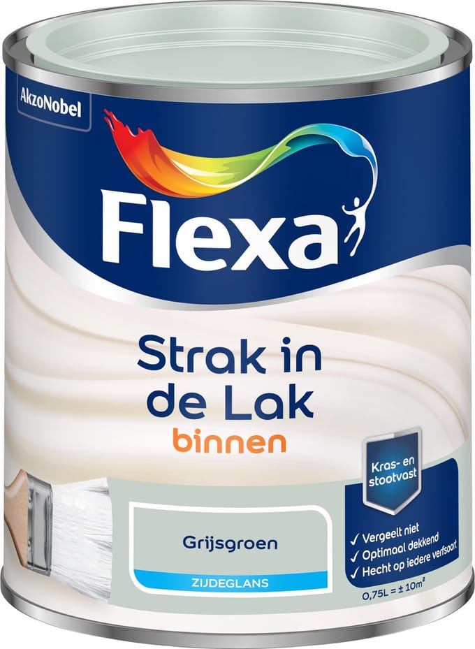 Flexa - Strak In De Lak Binnenlak Zijdeglans - Grijsgroen - 750 Ml