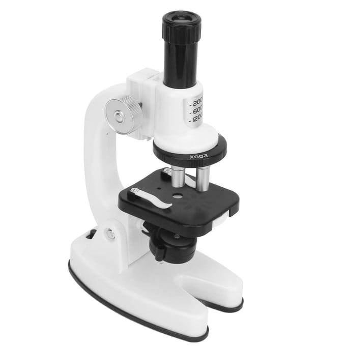 Kinderen Beginnersmicroscoop Wetenschapskit Draagbare 200X-1200X Microscoopkit voor Kinderen Studenten Thuis wit