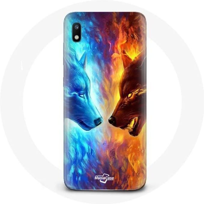 Coque pour Samsung Galaxy A10 Loup de Glace et de feu