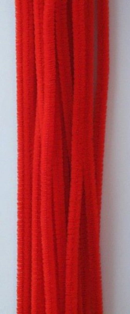Chenille rood 6 milimeter x 30 centimeter 20st