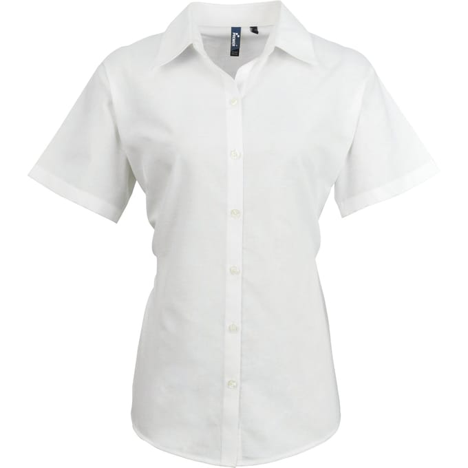 Premier Dames/Dames Handtekening Oxford Short Sleeve Work Shirt (Wit)