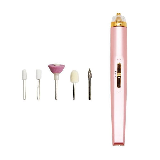 5-in-1 Elektrische Nagelboormachine met Licht Draagbare Elektrische Manicure Art Pen Gereedschap voor roze
