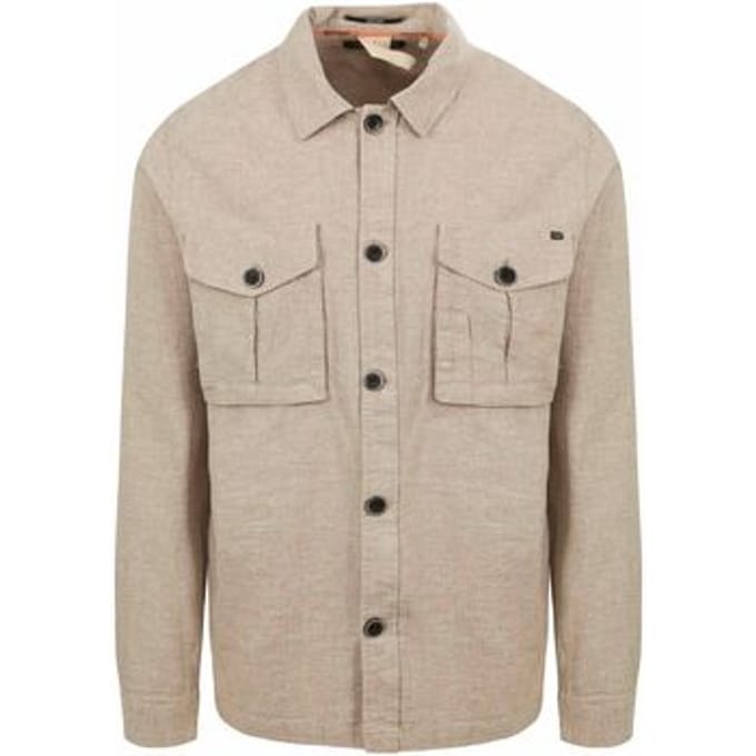 No Excess Overshirt Linnen Beige - Maat XL - Heren