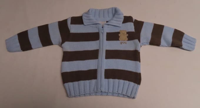 Gilet - Jongens - Gebreid - Streep Blauw / bruin - 6 maand 68