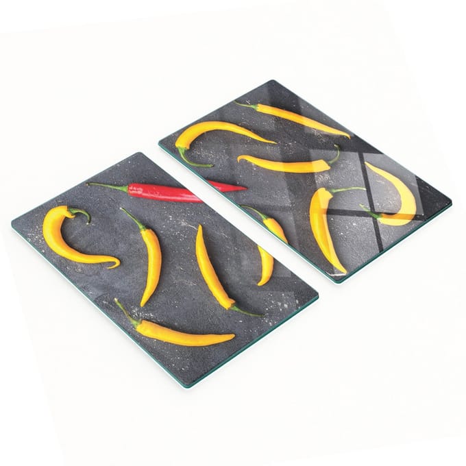 Decoratieve glazen snijplanken voor chilipepers 2x30x52 cm