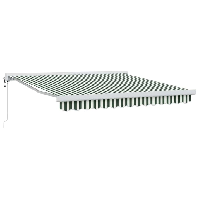 vidaXL - Uitschuifbare - luifel - Groen - en - Wit - 300 - x - 250 - x - 165 - cm