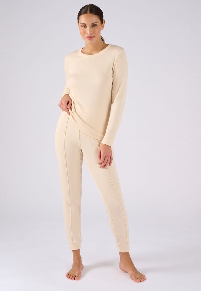 Damart - T-shirt fleece Thermolactyl Sensitive - Dames - Beige - 42-44 (M)