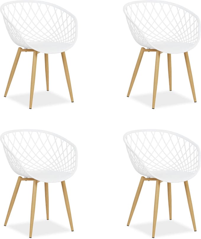 Homestyle4u Tuinstoelen - Set van 4 - Kunststof - Wit