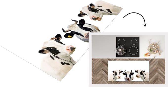 Keukenloper - Loper keuken - Koe - Wit - Lachen - 120x60 cm - Keukenloper vinyl