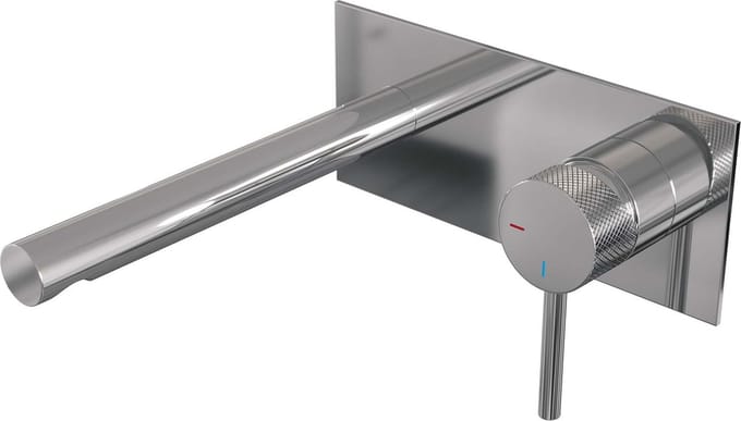 Brauer Chrome Carving inbouw wastafelmengkraan met rechte uitloop en afdekplaat model A1 chroom