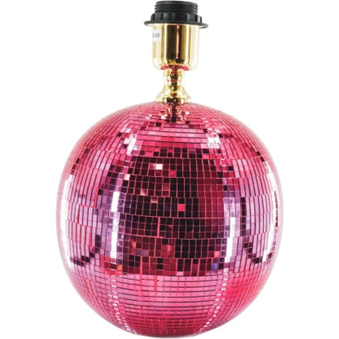 Housevitamin Disco Tafel Lamp – 20x20 cm – Roze – Glas – Discobal – E27 Fitting – Met Snoer – Spiegelend Lichteffect