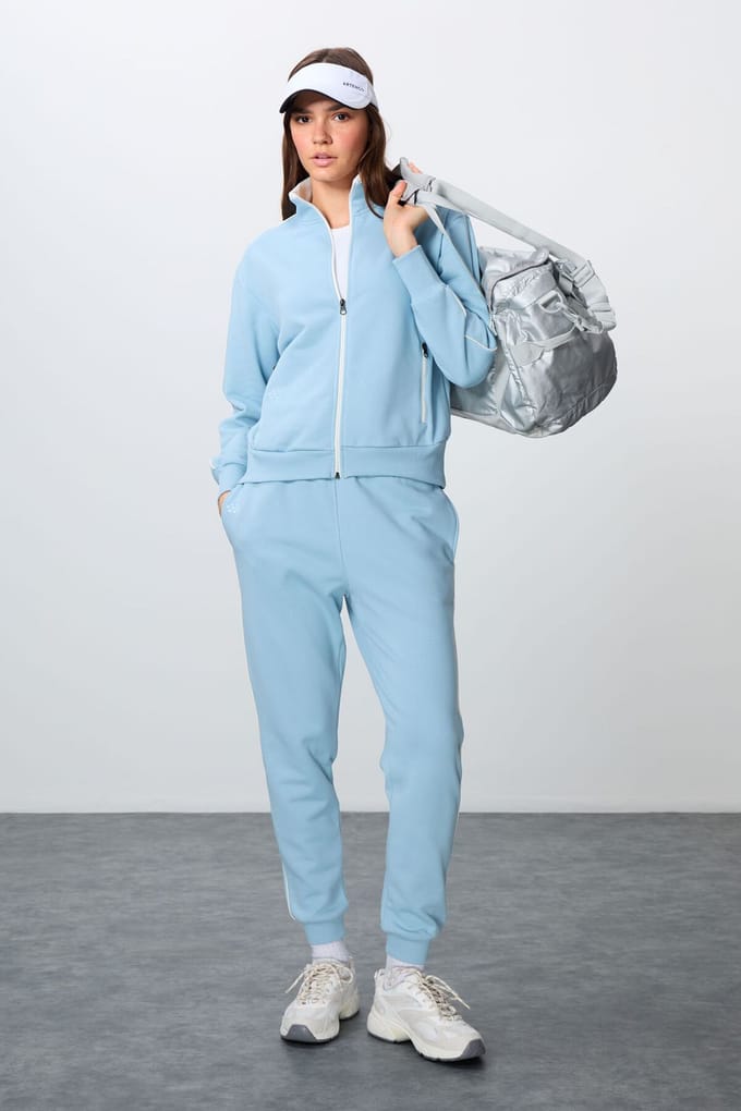 Oversized Sweatshirt met Ritskraag en Broekset