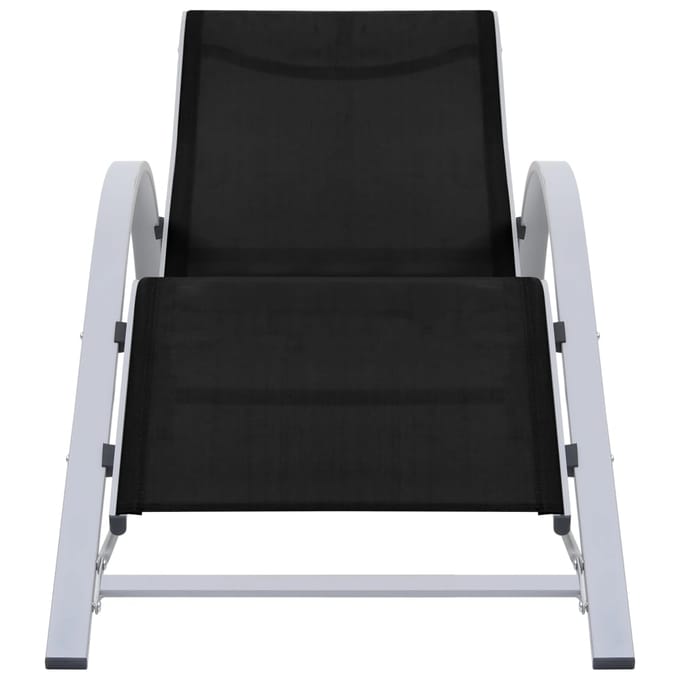 vidaXL - Ligbedden - 2 - st - met - tafel - aluminium - zwart