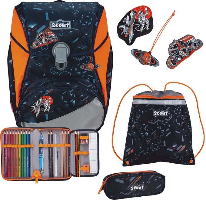 Scout Schooltas Alpha Set 4-delig Space Data Zwart