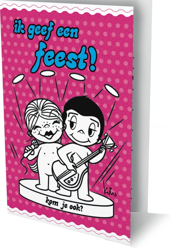 Kom je op mijn feest - 6 Dubbele Uitnodigingen Met Envelop - Liefde is