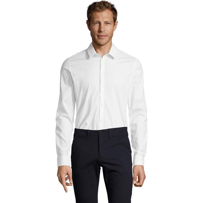 SOLS Heren Blake Stretch Shirt Met Lange Mouwen (Wit)