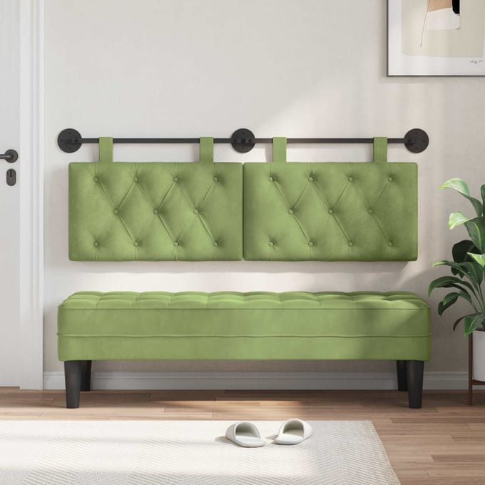 vidaXL - Hangend - hoofdbord - Lichtgroen - Fluweel