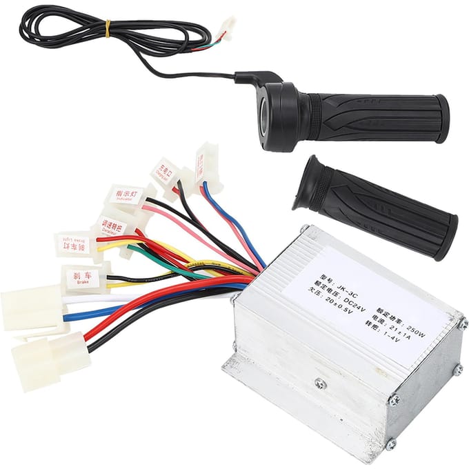 24V250W Borstel E-bike Controller en Lange Lijn Universele Duimgashendel Grip Set Accessoire white