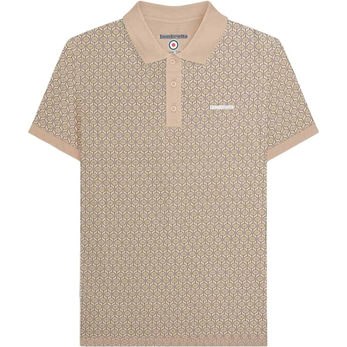 Lambretta Heren AW24 Geometrisch Poloshirt (Steen)