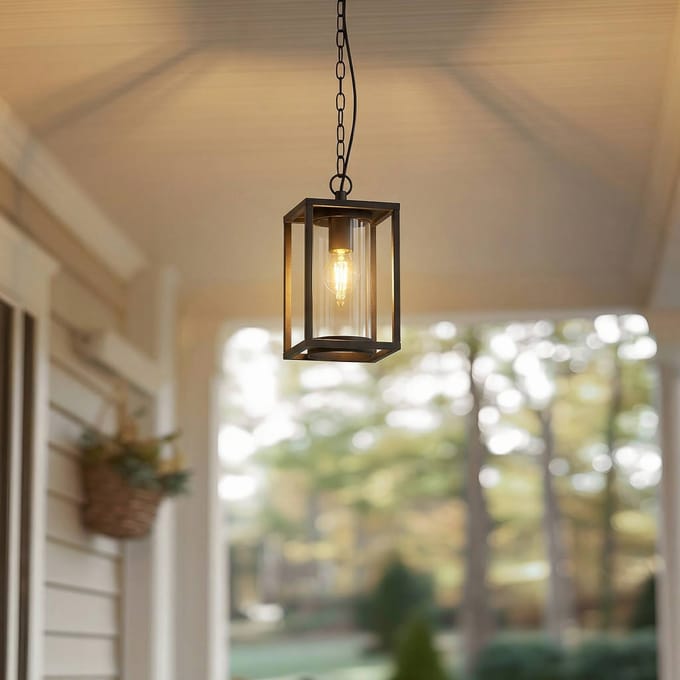 Lucande - Hanglampen buiten - 1licht - Aluminium, glas - H: 25 cm - E27 - antraciet
