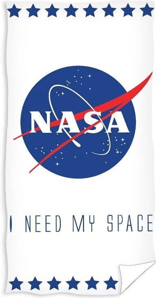 Carbotex Strandlaken Nasa Junior 140 X 70 Cm Katoen Wit/blauw