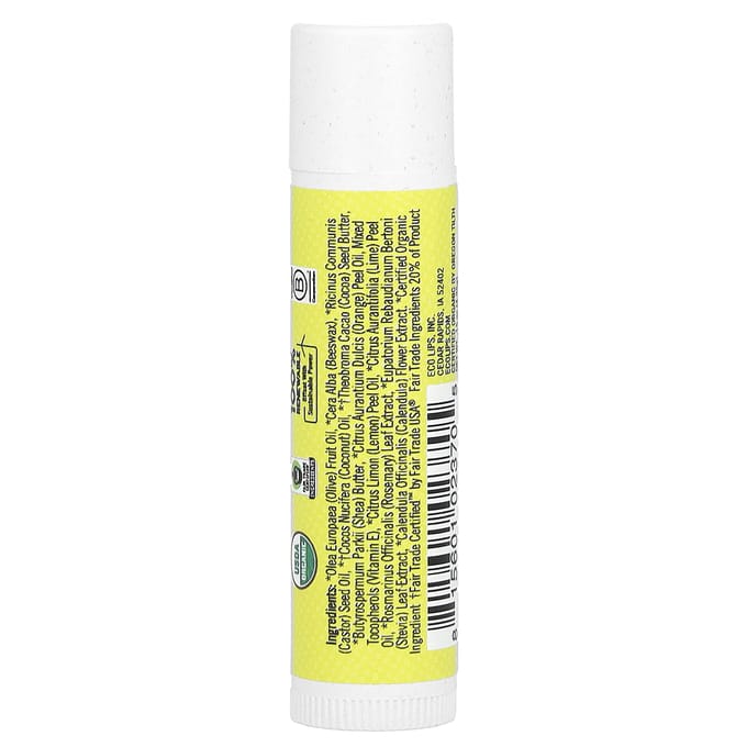 Eco Lips, Citrus God Real, Lip Balm, Lemon, Lime & Orange, 0.15 oz (4.25 g) yellow