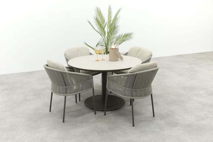 Taste Florence/Rodez ronde 4-persoons tuinset Ø120 cm. - Terre