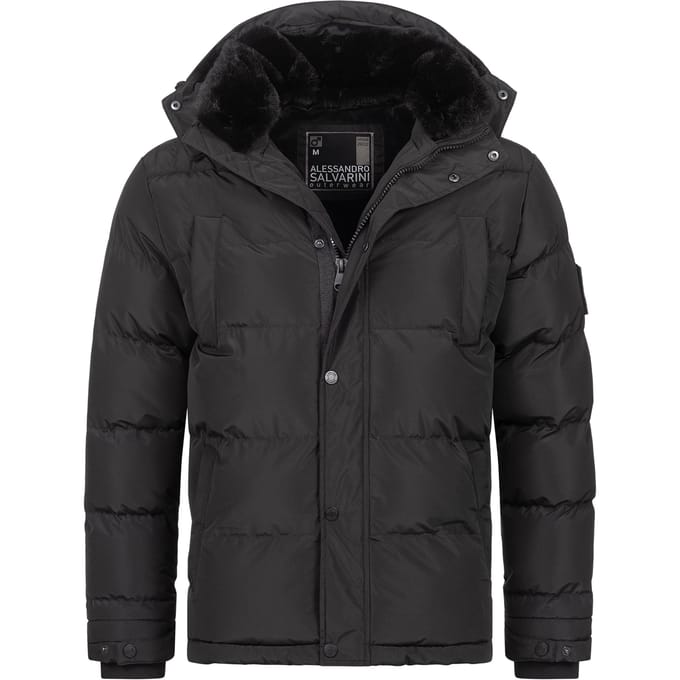 Alessandro Salvarini heren winterjas AS-326 met teddyvoering en afneembare capuchon
