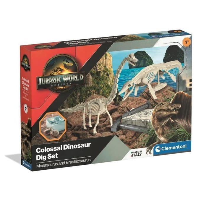 Clementoni - Jurassic World Rebirth - Dinosaurus opgraaf set - Mosasaurus & Brachiosaurus - Vanaf 7 jaar