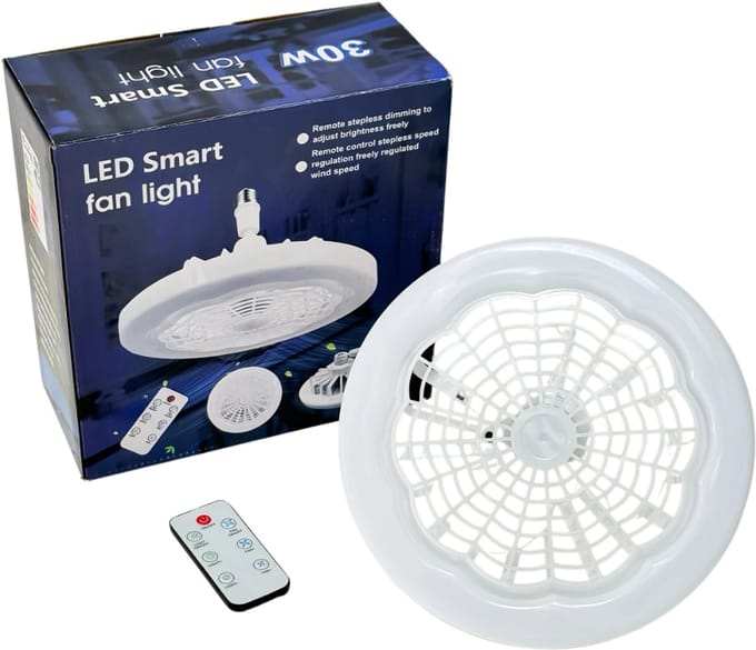 Nivard Plafondventilator - Met Verlichting - Plafond Ventilator - Met Lamp - Plafonniere Met Ventilator - Met Licht - Wit - 23cm