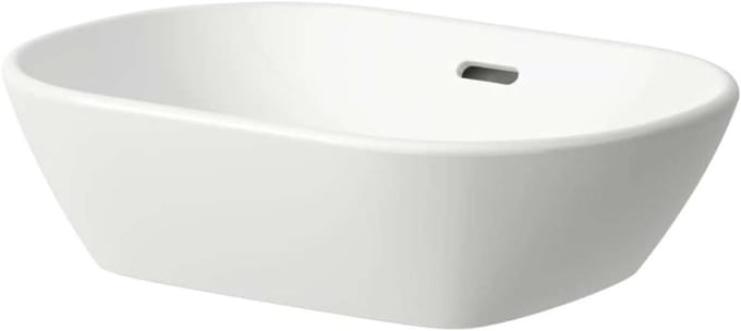 Waskom Keramiek - Wandwastafel Ovaal - Badkamer Opfrissen - Met Overloop - 50cm Breed - Wit