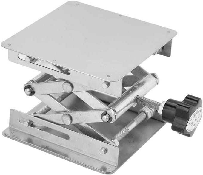 RVS Hefplatform - Laboratorium Schaarheftafel 100x100mm - Hoogte Verstelbaar