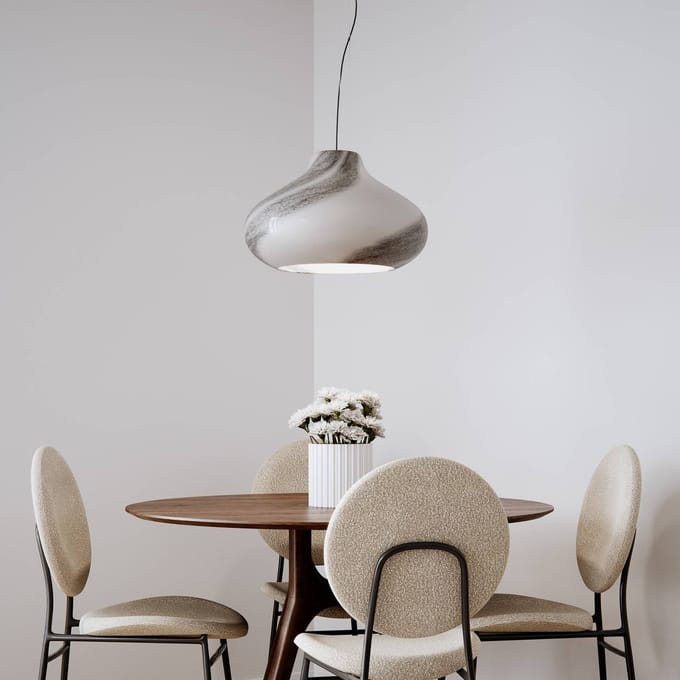 By Rydéns Mira hanglamp, zwart, Ø 45 cm, glas