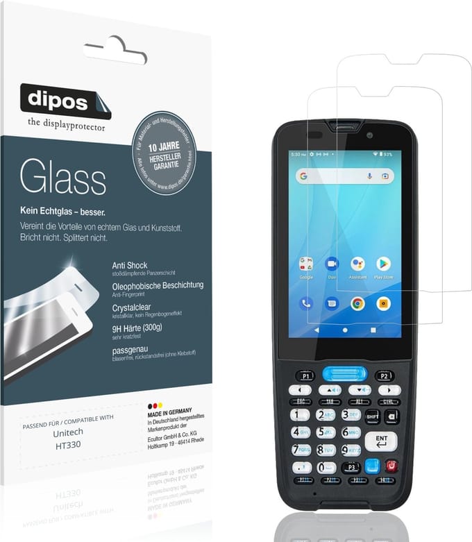 dipos – 2x Pantserfolie geschikt voor Unitech HT330 | 9H Screenprotector