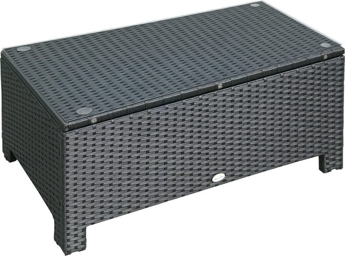 Outsunny Rattan Salontafel - Metaal - 85x50x39cm - Zwart
