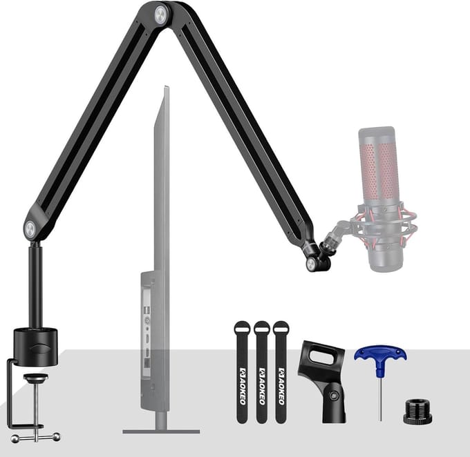 PromoHome Microfoon Arm Bureau Stand - Verstelbare Microfoonhouder voor Streaming en Opnames