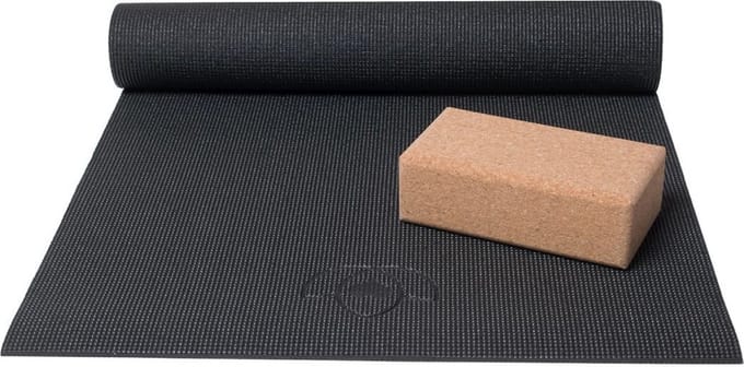 Basispakket yogamat en blok - zwart