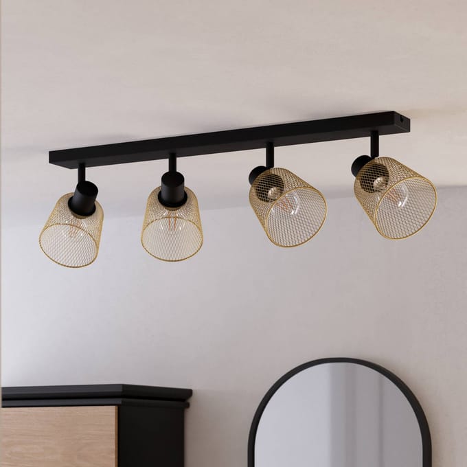EGLO Coslada Spot - E27 - 79 cm - Zwart|Goud - mesh