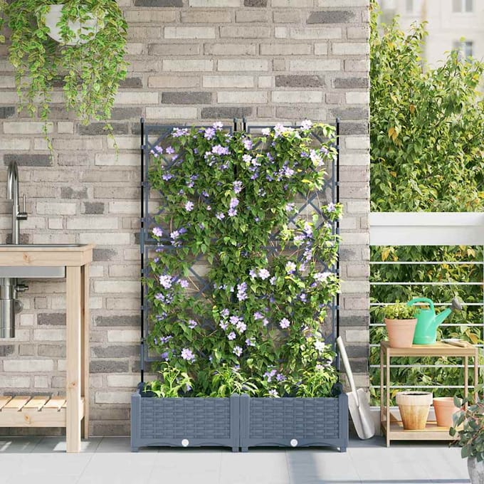 vidaXL - Plantenbak - 2 - st - Lichtgrijs - 80 - x - 40 - x - 125,5 - cm - PP