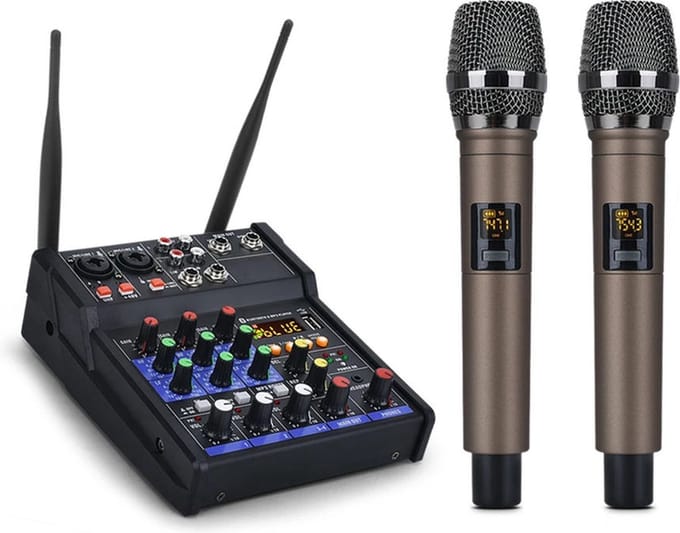 Bolt Edge Mengpaneel - Bluetooth - Inclusief 2 microfoons - DJ Mixer - MP3-aansluiting