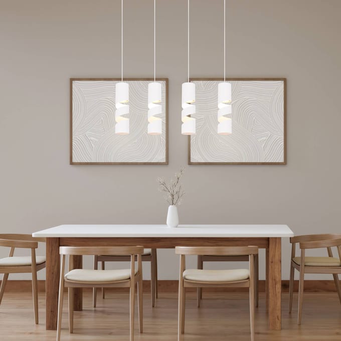 Trio Lighting Stream hanglamp, wit, lengte 80 cm 4-lamps metaal GU10
