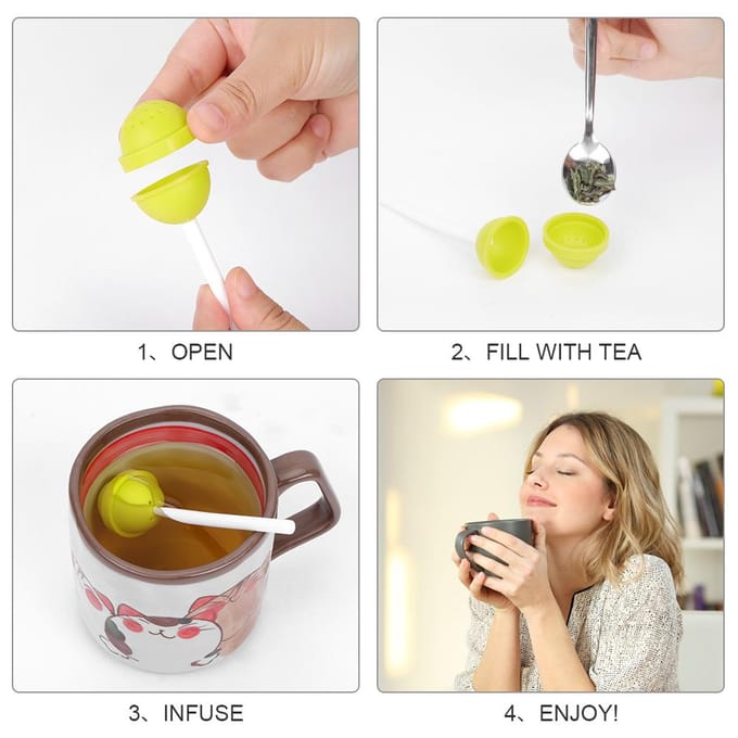 Siliconen Thee-ei Voedselkwaliteit Lolly Vorm Design Theefilter Grappige Theezeef white