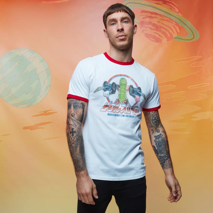 Rick and Morty Pickle Rick ringer t-shirt - Wit/Rood - S