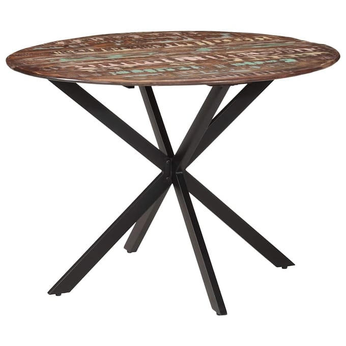 vidaXL - Eettafel - Ø110x78 - cm - massief - gerecycled - hout - en - staal