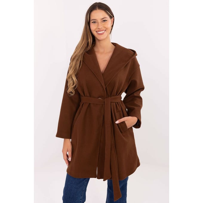 Elegant Hooded Coat - Braun / Einheitsgröße