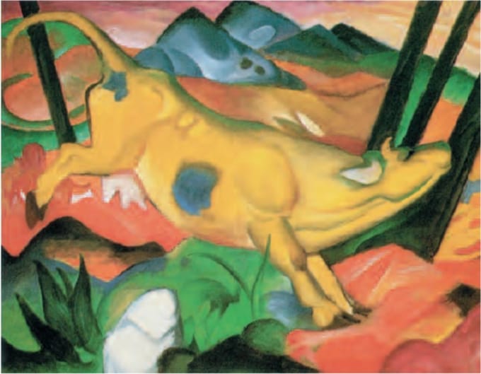 Mini kunstposter - Franz Marc - Gele koe - 24x30 cm