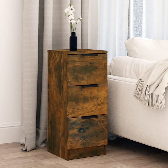 vidaXL - Dressoir - 30x30x70 - cm - bewerkt - hout - gerookt - eikenkleurig